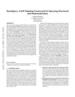 DynaQuery: A Self-Adapting Framework for Querying Structured and Multimodal Data