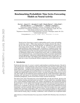 Benchmarking Probabilistic Time Series Forecasting Models on Neural Activity