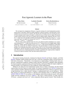 Fast Agnostic Learners in the Plane