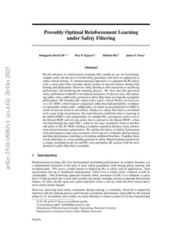 Provably Optimal Reinforcement Learning under Safety Filtering