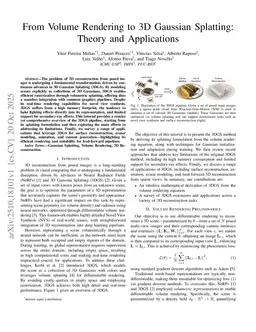 From Volume Rendering to 3D Gaussian Splatting: Theory and Applications