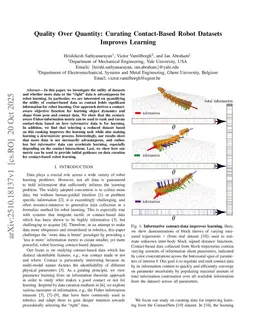 Quality Over Quantity: Curating Contact-Based Robot Datasets Improves Learning