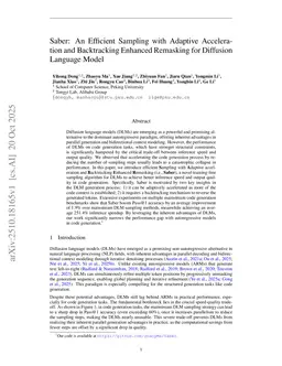 Saber: An Efficient Sampling with Adaptive Acceleration and Backtracking Enhanced Remasking for Diffusion Language Model