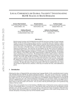 Local Coherence or Global Validity? Investigating RLVR Traces in Math Domains