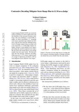 Contrastive Decoding Mitigates Score Range Bias in LLM-as-a-Judge