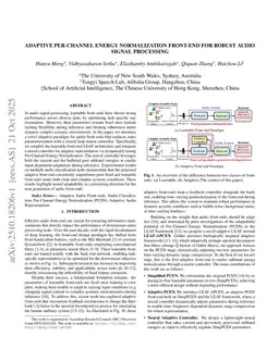 Adaptive Per-Channel Energy Normalization Front-end for Robust Audio Signal Processing