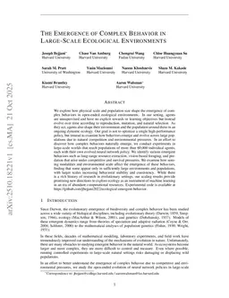 The Emergence of Complex Behavior in Large-Scale Ecological Environments