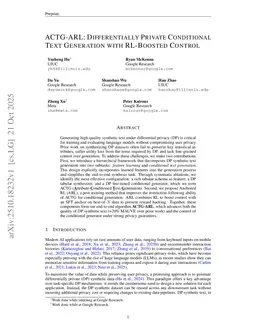ACTG-ARL: Differentially Private Conditional Text Generation with RL-Boosted Control
