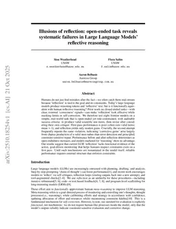 Illusions of reflection: open-ended task reveals systematic failures in Large Language Models' reflective reasoning