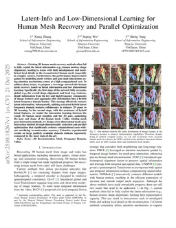 Latent-Info and Low-Dimensional Learning for Human Mesh Recovery and Parallel Optimization