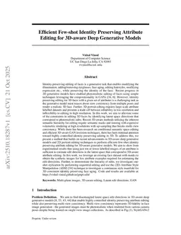 Efficient Few-shot Identity Preserving Attribute Editing for 3D-aware Deep Generative Models