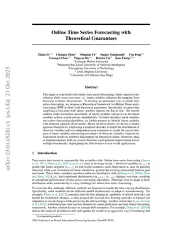 Online Time Series Forecasting with Theoretical Guarantees