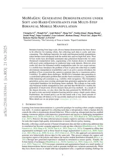MoMaGen: Generating Demonstrations under Soft and Hard Constraints for Multi-Step Bimanual Mobile Manipulation