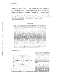 ShortcutBreaker: Low-Rank Noisy Bottleneck and Frequency Filtering Block for Multi-Class Unsupervised Anomaly Detection