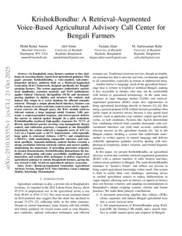 KrishokBondhu: A Retrieval-Augmented Voice-Based Agricultural Advisory Call Center for Bengali Farmers