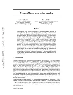 Computable universal online learning