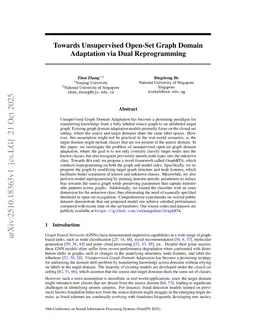 Towards Unsupervised Open-Set Graph Domain Adaptation via Dual Reprogramming