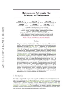 Heterogeneous Adversarial Play in Interactive Environments