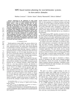 MPC-based motion planning for non-holonomic systems in non-convex domains