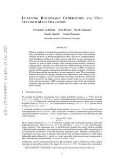 Learning Boltzmann Generators via Constrained Mass Transport