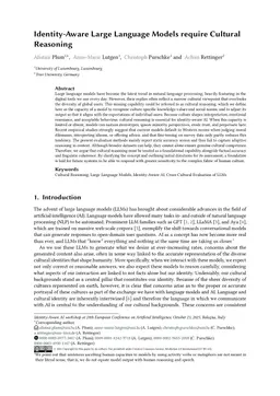 Identity-Aware Large Language Models require Cultural Reasoning