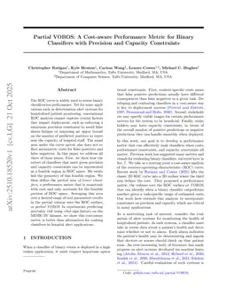 Partial VOROS: A Cost-aware Performance Metric for Binary Classifiers with Precision and Capacity Constraints
