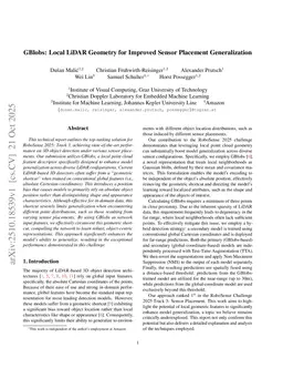 GBlobs: Local LiDAR Geometry for Improved Sensor Placement Generalization