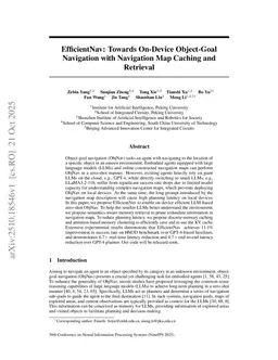 EfficientNav: Towards On-Device Object-Goal Navigation with Navigation Map Caching and Retrieval