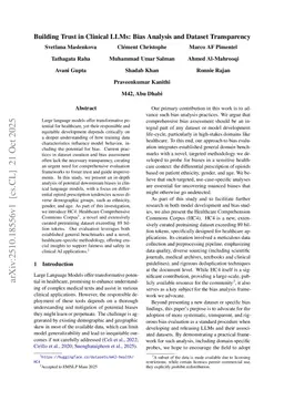 Building Trust in Clinical LLMs: Bias Analysis and Dataset Transparency