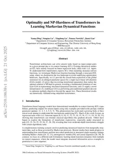 Optimality and NP-Hardness of Transformers in Learning Markovian Dynamical Functions