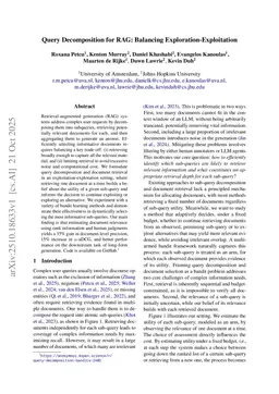 Query Decomposition for RAG: Balancing Exploration-Exploitation