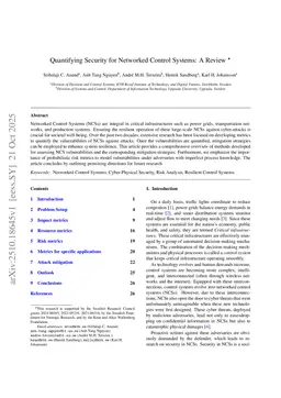 Quantifying Security for Networked Control Systems: A Review