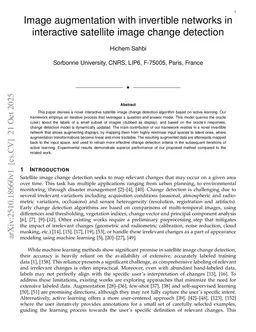 Image augmentation with invertible networks in interactive satellite image change detection