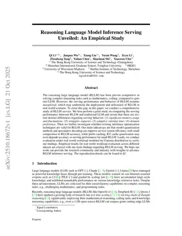Reasoning Language Model Inference Serving Unveiled: An Empirical Study