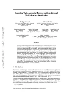 Learning Task-Agnostic Representations through Multi-Teacher Distillation