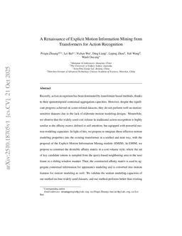 A Renaissance of Explicit Motion Information Mining from Transformers for Action Recognition