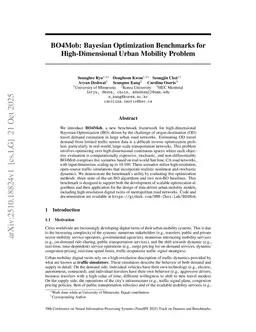 BO4Mob: Bayesian Optimization Benchmarks for High-Dimensional Urban Mobility Problem