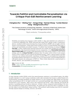 Towards Faithful and Controllable Personalization via Critique-Post-Edit Reinforcement Learning