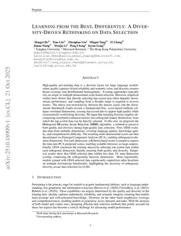 Learning from the Best, Differently: A Diversity-Driven Rethinking on Data Selection