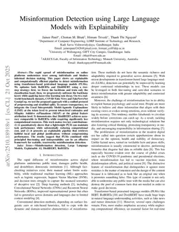 Misinformation Detection using Large Language Models with Explainability
