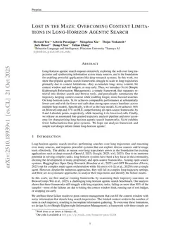 Lost in the Maze: Overcoming Context Limitations in Long-Horizon Agentic Search