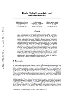 Timely Clinical Diagnosis through Active Test Selection