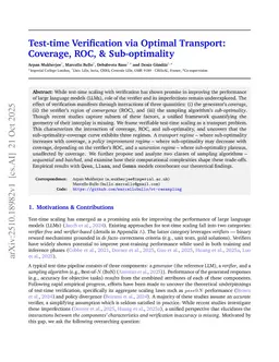 Test-time Verification via Optimal Transport: Coverage, ROC, & Sub-optimality