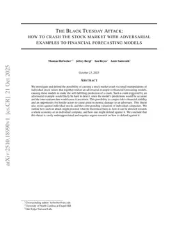 The Black Tuesday Attack: how to crash the stock market with adversarial examples to financial forecasting models