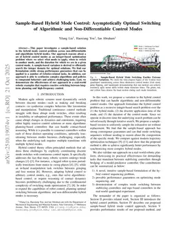 Sample-Based Hybrid Mode Control: Asymptotically Optimal Switching of Algorithmic and Non-Differentiable Control Modes