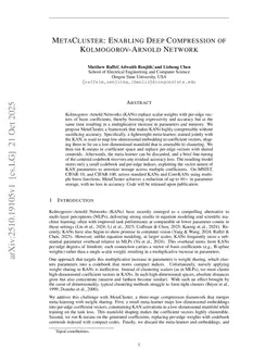MetaCluster: Enabling Deep Compression of Kolmogorov-Arnold Network