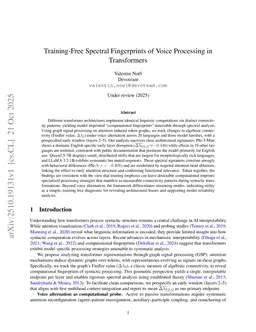 Training-Free Spectral Fingerprints of Voice Processing in Transformers