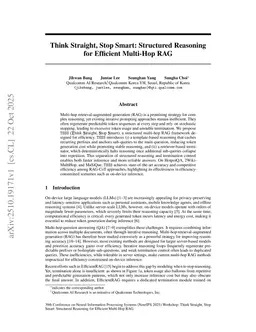 Think Straight, Stop Smart: Structured Reasoning for Efficient Multi-Hop RAG