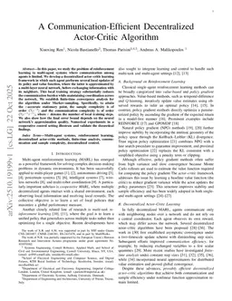 A Communication-Efficient Decentralized Actor-Critic Algorithm