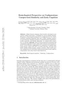 Brain-Inspired Perspective on Configurations: Unsupervised Similarity and Early Cognition